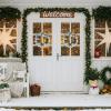 imageOutvita 36in Christmas Wreath Prelit Battery Powered Lighted Artificial Xmas Wreath with 80 Warm Lights and 270 PVC Tips and 18 DIY Ornaments for Front Door Gate Wall Xmas Party DecorationsGreen