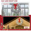 imageOutvita 36in Christmas Wreath Prelit Battery Powered Lighted Artificial Xmas Wreath with 80 Warm Lights and 270 PVC Tips and 18 DIY Ornaments for Front Door Gate Wall Xmas Party DecorationsGreen