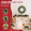 imageOutvita 36in Christmas Wreath Prelit Battery Powered Lighted Artificial Xmas Wreath with 80 Warm Lights and 270 PVC Tips and 18 DIY Ornaments for Front Door Gate Wall Xmas Party DecorationsGreen