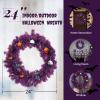 imageOutvita 36in Christmas Wreath Prelit Battery Powered Lighted Artificial Xmas Wreath with 80 Warm Lights and 270 PVC Tips and 18 DIY Ornaments for Front Door Gate Wall Xmas Party DecorationsPurple