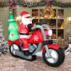 imageOutvita Christmas Inflatables Motorcycle 75 Ft Xmas Inflatable Decoration Santa Riding Motorcycle with A Christmas Tree Outdoor Blow Up Decor for Yard Lawn GardenSanta Riding Motor Carrying a Tree