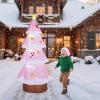 imageOutvita Christmas Inflatables Motorcycle 75 Ft Xmas Inflatable Decoration Santa Riding Motorcycle with A Christmas Tree Outdoor Blow Up Decor for Yard Lawn GardenPink Christmas Tree