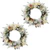 imageOutvita 36in Christmas Wreath Prelit Battery Powered Lighted Artificial Xmas Wreath with 80 Warm Lights and 270 PVC Tips and 18 DIY Ornaments for Front Door Gate Wall Xmas Party DecorationsGreen