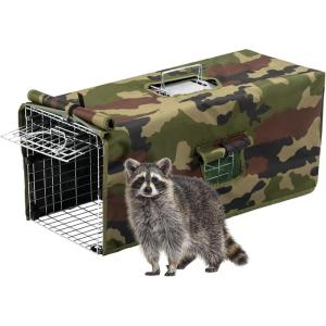 imageOutvita 32quot Live Animal Cage Trap Iron Door Steel Wire Mesh Catch Release Humane Rodent Outdoor Heavy Duty Cage for Squirrel Stray Cat Chipmunk Rat Raccoon Groundhog Skunk Rabbits BlackSilver Camouflage