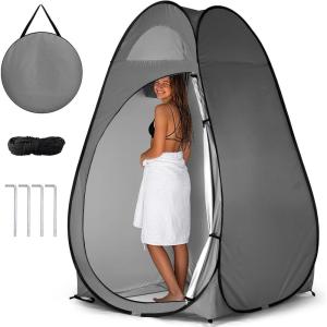 imageOutvita Pop Up Shower Tent Instant Privacy Dressing Changing ampamp Toilet Tent 74 Portable Outdoor Shelter for Camping Hiking Fishing Picnic Beach with Carry Bag PinkGray