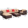 imageOutvita 7 Pieces Patio Furniture Set AllWeather Wicker Outdoor Sectional Sofa with Ottoman Outdoor Furniture Set with Table and Cushions for Garden Backyard Poolside