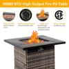 imageOutvita Fire Pit Table 28 50000 BTU Square Metal and Wicker Propane Fire Table with Lid and Lava Rocks for Outside Garden Backyard Deck Patio