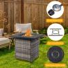 imageOutvita Fire Pit Table 28 50000 BTU Square Metal and Wicker Propane Fire Table with Lid and Lava Rocks for Outside Garden Backyard Deck Patio