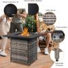 imageOutvita Fire Pit Table 28 50000 BTU Square Metal and Wicker Propane Fire Table with Lid and Lava Rocks for Outside Garden Backyard Deck Patio