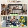 imageOutvita Outdoor Bench 50 Metal Garden Bench Patio Park Furniture wWarm Welcome Pattern amp Plastic Backrest for Yard Entryway Deck Porch BlackBlack