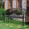 imageOutvita Outdoor Bench 50 Metal Garden Bench Patio Park Furniture wWarm Welcome Pattern amp Plastic Backrest for Yard Entryway Deck Porch BlackBlack