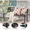 imageOutvita Outdoor Bench 50 Metal Garden Bench Patio Park Furniture wWarm Welcome Pattern amp Plastic Backrest for Yard Entryway Deck Porch BlackBlack