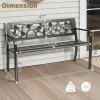 imageOutvita Outdoor Bench 50 Metal Garden Bench Patio Park Furniture wWarm Welcome Pattern amp Plastic Backrest for Yard Entryway Deck Porch BlackBlack