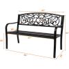 imageOutvita Outdoor Bench 50 Metal Garden Bench Patio Park Furniture wWarm Welcome Pattern amp Plastic Backrest for Yard Entryway Deck Porch BlackBlack