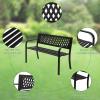 imageOutvita Outdoor Bench 50 Metal Garden Bench Patio Park Furniture wWarm Welcome Pattern amp Plastic Backrest for Yard Entryway Deck Porch BlackBlack