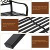 imageOutvita Outdoor Bench 50 Metal Garden Bench Patio Park Furniture wWarm Welcome Pattern amp Plastic Backrest for Yard Entryway Deck Porch BlackBlack