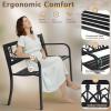 imageOutvita Outdoor Bench 50 Metal Garden Bench Patio Park Furniture wWarm Welcome Pattern amp Plastic Backrest for Yard Entryway Deck Porch BlackBlack