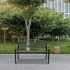 imageOutvita Outdoor Bench 50 Metal Garden Bench Patio Park Furniture wWarm Welcome Pattern amp Plastic Backrest for Yard Entryway Deck Porch BlackBlack