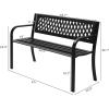 imageOutvita Outdoor Bench 50 Metal Garden Bench Patio Park Furniture wWarm Welcome Pattern amp Plastic Backrest for Yard Entryway Deck Porch BlackBlack