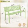 imageOutvita Outdoor Bench 50 Metal Garden Bench Patio Park Furniture wWarm Welcome Pattern amp Plastic Backrest for Yard Entryway Deck Porch BlackGreen