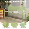 imageOutvita Outdoor Bench 50 Metal Garden Bench Patio Park Furniture wWarm Welcome Pattern amp Plastic Backrest for Yard Entryway Deck Porch BlackGreen