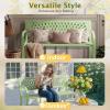 imageOutvita Outdoor Bench 50 Metal Garden Bench Patio Park Furniture wWarm Welcome Pattern amp Plastic Backrest for Yard Entryway Deck Porch BlackGreen