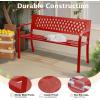 imageOutvita Outdoor Bench 50 Metal Garden Bench Patio Park Furniture wWarm Welcome Pattern amp Plastic Backrest for Yard Entryway Deck Porch BlackRed
