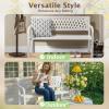 imageOutvita Outdoor Bench 50 Metal Garden Bench Patio Park Furniture wWarm Welcome Pattern amp Plastic Backrest for Yard Entryway Deck Porch BlackWhite
