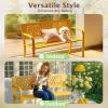 imageOutvita Outdoor Bench 50 Metal Garden Bench Patio Park Furniture wWarm Welcome Pattern amp Plastic Backrest for Yard Entryway Deck Porch BlackYellow