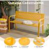 imageOutvita Outdoor Bench 50 Metal Garden Bench Patio Park Furniture wWarm Welcome Pattern amp Plastic Backrest for Yard Entryway Deck Porch BlackYellow