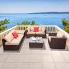 imageOutvita 7 Pieces Patio Furniture Set AllWeather Wicker Outdoor Sectional Sofa with Ottoman Outdoor Furniture Set with Table and Cushions for Garden Backyard Poolside