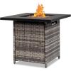 imageOutvita Fire Pit Table 28 50000 BTU Square Metal and Wicker Propane Fire Table with Lid and Lava Rocks for Outside Garden Backyard Deck Patio