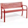 imageOutvita Outdoor Bench 50 Metal Garden Bench Patio Park Furniture wWarm Welcome Pattern amp Plastic Backrest for Yard Entryway Deck Porch BlackRed