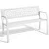 imageOutvita Outdoor Bench 50 Metal Garden Bench Patio Park Furniture wWarm Welcome Pattern amp Plastic Backrest for Yard Entryway Deck Porch BlackWhite