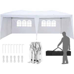 imageOutvita 10x30ft Ez Pop Up Canopy Portable Instant Canopy Tent with 8 SideWalls for Outdoor Events Party Wedding BirthdayGraduationDark Gray 10x30ft10x20white