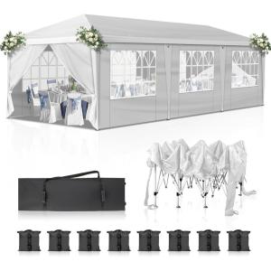 imageOutvita 10x30ft Ez Pop Up Canopy Portable Instant Canopy Tent with 8 SideWalls for Outdoor Events Party Wedding BirthdayGraduationDark Gray 10x30ft10x30white