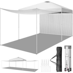 imageOutvita 10x30ft Ez Pop Up Canopy Portable Instant Canopy Tent with 8 SideWalls for Outdoor Events Party Wedding BirthdayGraduationDark Gray 10x30ft10x10white2pcs walls