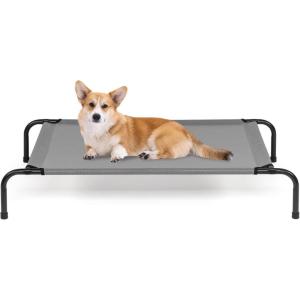imageOutvita 43 Inch Elevated Dog Bed Outdoor Cooling Raised Pet Cot with Waterproof Textilene Mesh Washable Breathable Alloy Steel Frame Portable Chew Proof Indoor amp Outdoor GrayGray