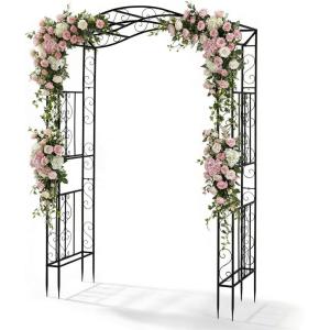 imageOutvita Garden Arch Trellis Metal Garden Arbor Archway for Climbing Plants Outdoor  Durable Iron Garden Arbors with Long Ground Stakes for Garden Wedding Party Decoration293 Pounds