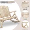 imageOutvita 2Person Wood Rocking Chair Fir Log Adirondack Rocker Outdoor Wood Accent Furniture Lounge Chairs with Wheel Armrest for Garden Patio Backyard Porch Carbonized FinishNatural Finish