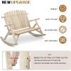 imageOutvita 2Person Wood Rocking Chair Fir Log Adirondack Rocker Outdoor Wood Accent Furniture Lounge Chairs with Wheel Armrest for Garden Patio Backyard Porch Carbonized FinishNatural Finish