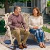 imageOutvita 2Person Wood Rocking Chair Fir Log Adirondack Rocker Outdoor Wood Accent Furniture Lounge Chairs with Wheel Armrest for Garden Patio Backyard Porch Carbonized FinishNatural Finish