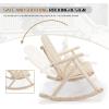 imageOutvita 2Person Wood Rocking Chair Fir Log Adirondack Rocker Outdoor Wood Accent Furniture Lounge Chairs with Wheel Armrest for Garden Patio Backyard Porch Carbonized FinishNatural Finish