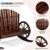 imageOutvita 2Person Wood Rocking Chair Fir Log Adirondack Rocker Outdoor Wood Accent Furniture Lounge Chairs with Wheel Armrest for Garden Patio Backyard Porch Carbonized FinishCarbonized Finish