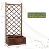imageOutvita 45 Raised Garden Bed with Trellis Wood Planter Box with Hanging Roof Side Trellis and Drainage Holes Above Ground Elevated Garden Bed for Outdoor Climbing Plants VegetablesTeak ColorBrown