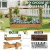 imageOutvita 45 Raised Garden Bed with Trellis Wood Planter Box with Hanging Roof Side Trellis and Drainage Holes Above Ground Elevated Garden Bed for Outdoor Climbing Plants VegetablesTeak ColorTeak Color