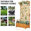imageOutvita 45 Raised Garden Bed with Trellis Wood Planter Box with Hanging Roof Side Trellis and Drainage Holes Above Ground Elevated Garden Bed for Outdoor Climbing Plants VegetablesTeak ColorOrange