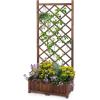 imageOutvita 45 Raised Garden Bed with Trellis Wood Planter Box with Hanging Roof Side Trellis and Drainage Holes Above Ground Elevated Garden Bed for Outdoor Climbing Plants VegetablesTeak ColorBrown