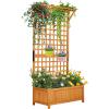 imageOutvita 45 Raised Garden Bed with Trellis Wood Planter Box with Hanging Roof Side Trellis and Drainage Holes Above Ground Elevated Garden Bed for Outdoor Climbing Plants VegetablesTeak ColorOrange