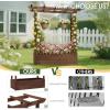 imageOutvita 45 Raised Garden Bed with Trellis Wood Planter Box with Hanging Roof Side Trellis and Drainage Holes Above Ground Elevated Garden Bed for Outdoor Climbing Plants VegetablesTeak ColorCarbonized Color